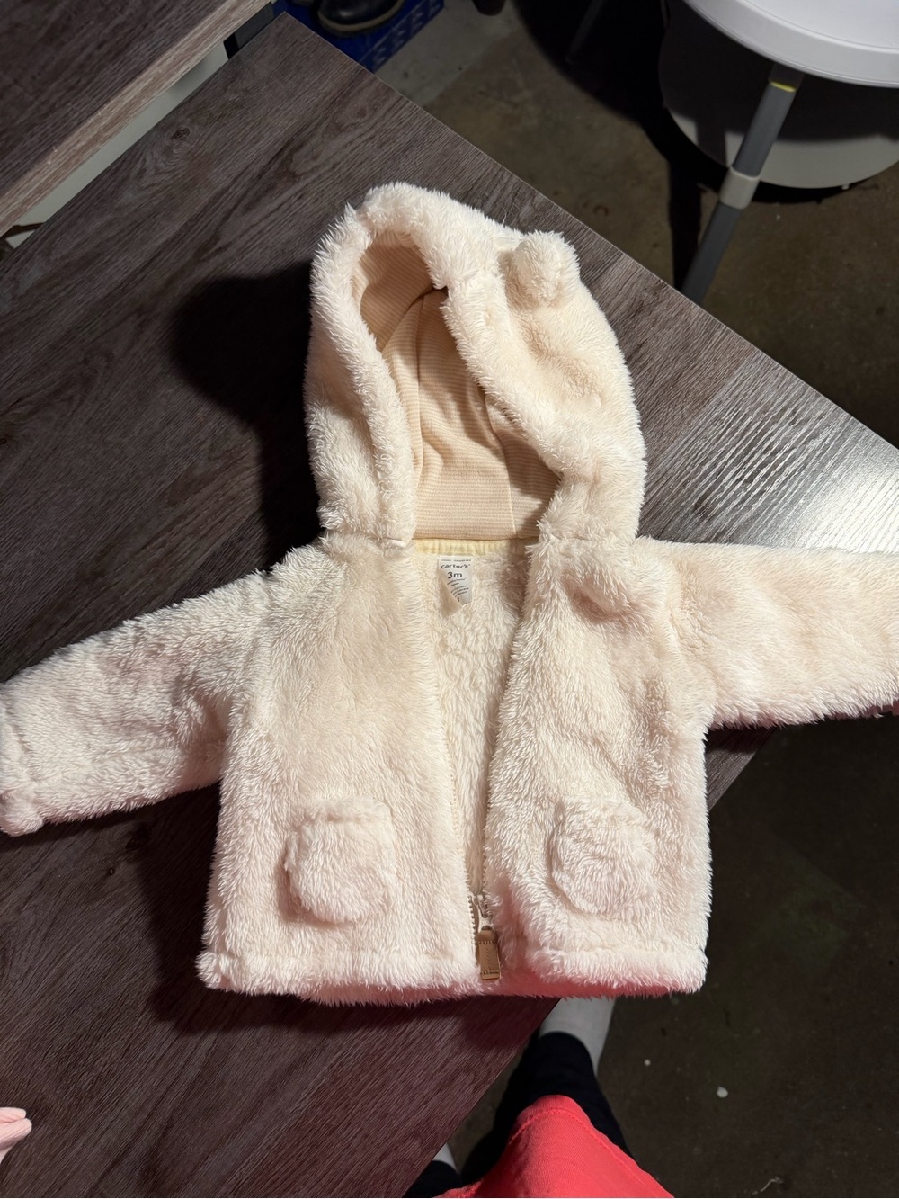 Carter's Plush Hooded Puffer Jacket - Cream